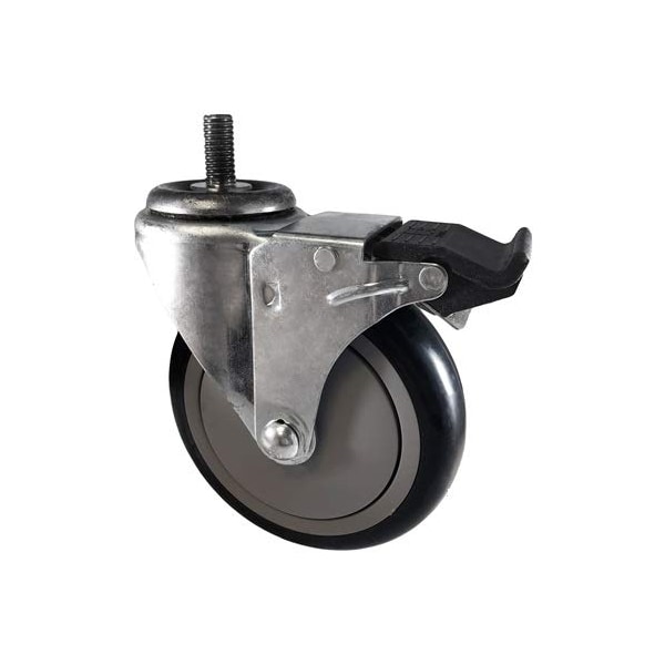 3-1/2"x1.25" Black Polyurethane ON POLYOLEFIN Wheel- 1/2"-13x1" Thre